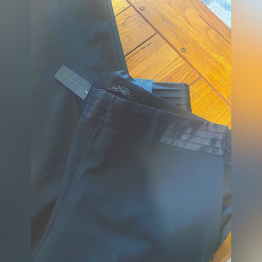 NEW Black Satin Waistband Dress Pant 14